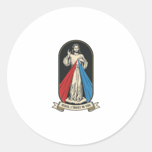 Pegatina Redonda Divina Misericordia Jesús Vintage