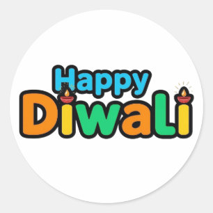 Pegatina Redonda Diwali – El Colorido Festival de Luz y Alegría