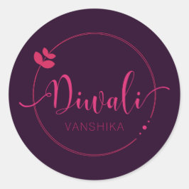 Pegatina Redonda Diwali sencillo pero moderno personalizable