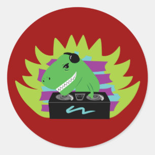 Pegatina Redonda Dj-asaurus Rex