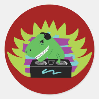 Pegatina Redonda Dj-asaurus Rex