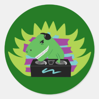 Pegatina Redonda Dj-asaurus Rex