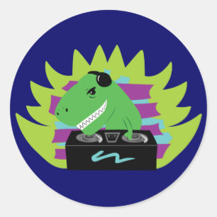 Pegatina Redonda Dj-asaurus Rex