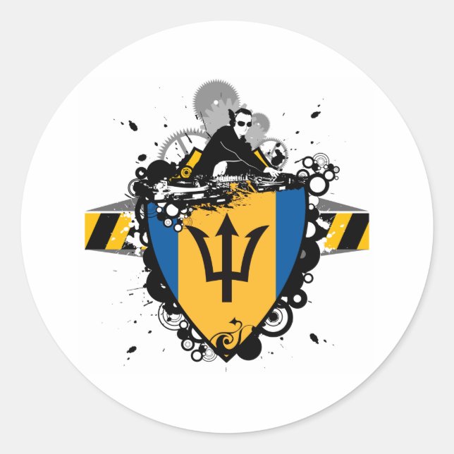 Pegatina Redonda DJ Barbados (Anverso)