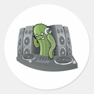 Pegatina Redonda DJ Cactus Design