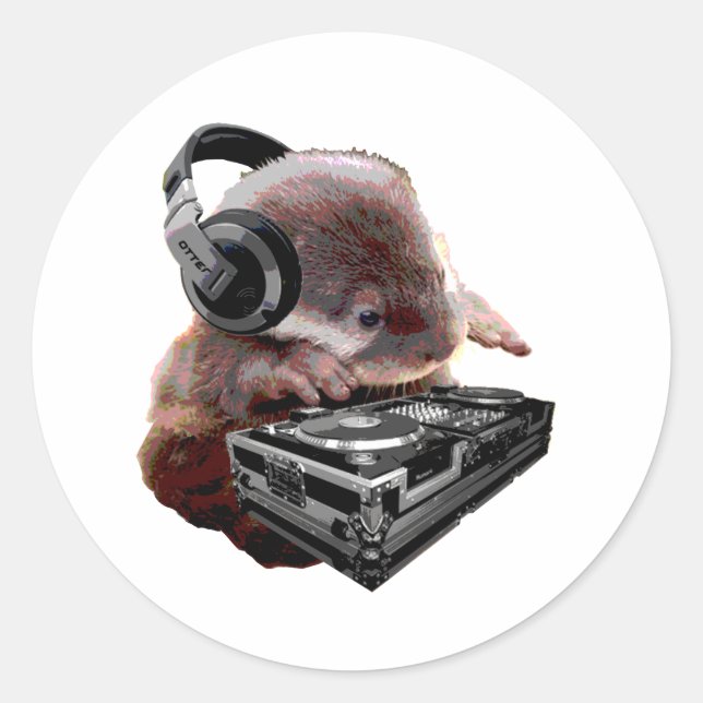 Pegatina Redonda DJ None Otter (Anverso)