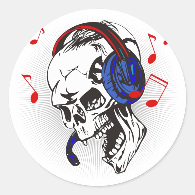 Pegatina Redonda DJ Skull (Anverso)