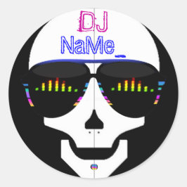 Pegatina Redonda Dj Skull - Añadir tu nombre