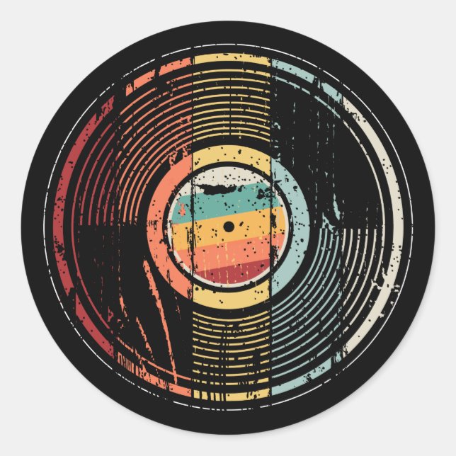 Pegatina Redonda DJ Turntable record para oyentes de vinilo (Anverso)