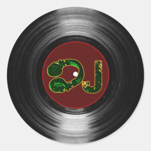 Pegatina Redonda dj vinilo