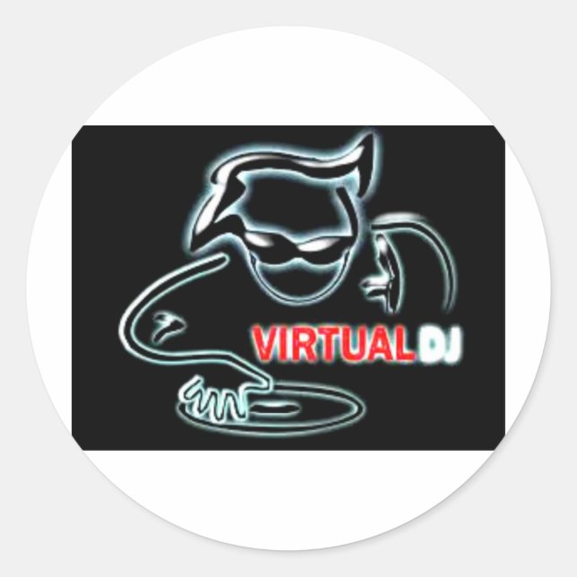 Pegatina Redonda Dj virtual (Anverso)