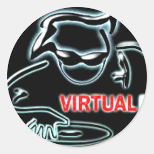 Pegatina Redonda DJ virtual grande