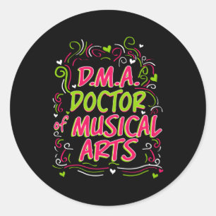 Pegatina Redonda Dma Médica De Graduación De Doctorado Musical