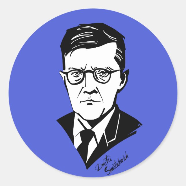 Pegatina Redonda Dmitri Shostakovich (Anverso)