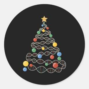 Pegatina Redonda Dna Christmas Tree Funny Science golpea a los Navi