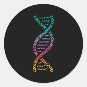 Pegatina Redonda Dna Molecular World Genes Biología Geek