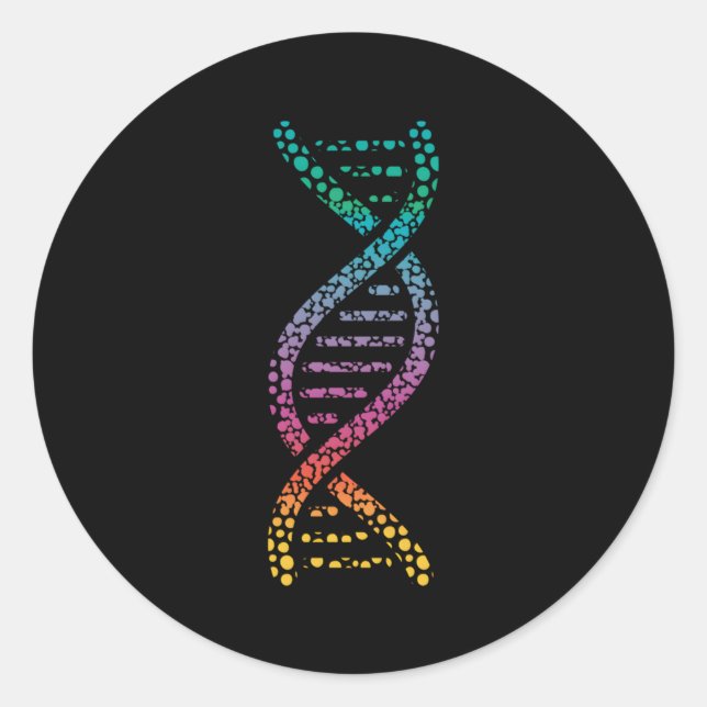 Pegatina Redonda Dna Molecular World Genes Biología Geek (Anverso)