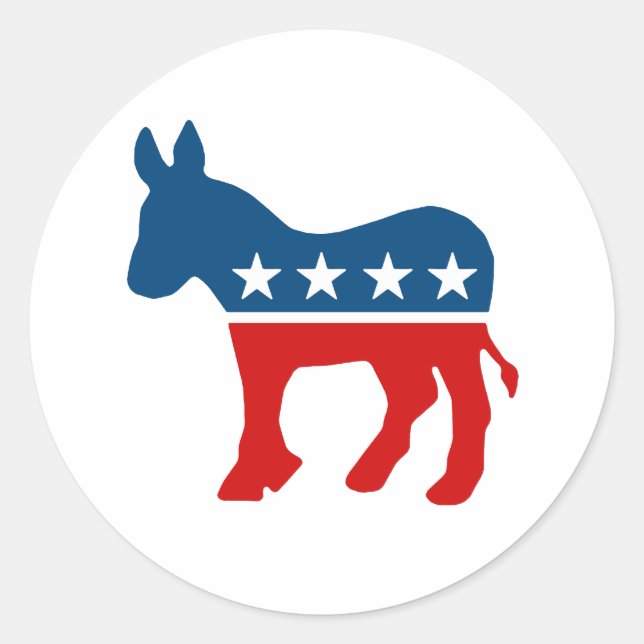 PEGATINA REDONDA DNC - DEMOCRAT - DONKEY (Anverso)