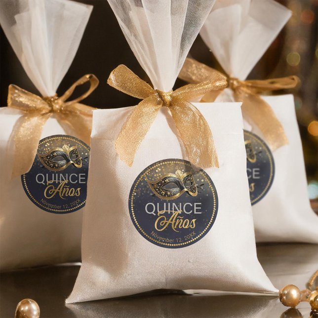 Pegatina Redonda DNI1031 de oro negro de quince de máscaras (Subido por el creador)