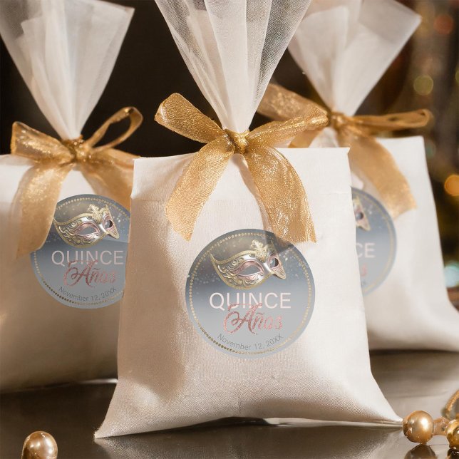 Pegatina Redonda DNI1031 Rosa de oro de Masquerade Quince Anos (Subido por el creador)