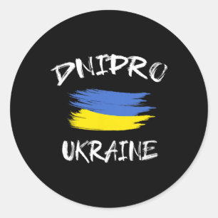 Pegatina Redonda Dnipro Ucrania Recuerdo Bandera del país ucraniano