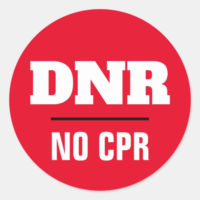 Pegatina Redonda DNR Ninguna advertencia médica de RCP (Anverso)