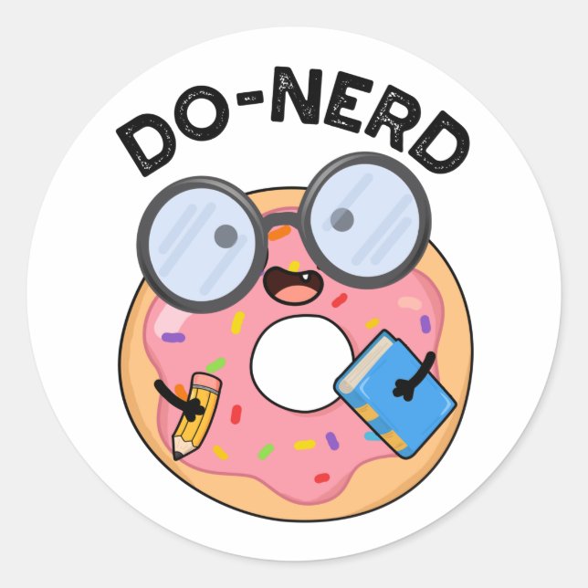 Pegatina Redonda Do-nerd Funny Nerdy Donut Pun (Anverso)