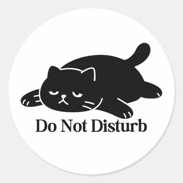 Pegatina Redonda Do Not Disturb Holiday Mood Cat Sticker (Anverso)