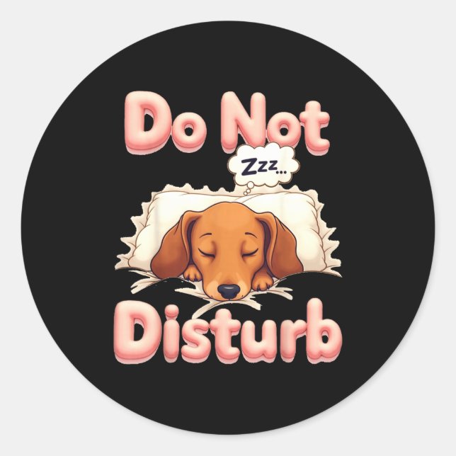 Pegatina Redonda Do Not Disturb Wiener Dog Funny Dachshund Pajamas  (Anverso)