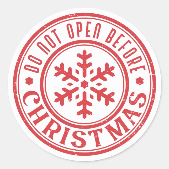 Pegatina Redonda Do not open before Christmas (Anverso)