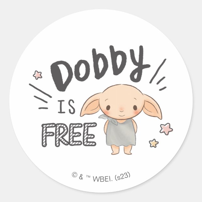 Pegatina Redonda Dobby es libre (Anverso)