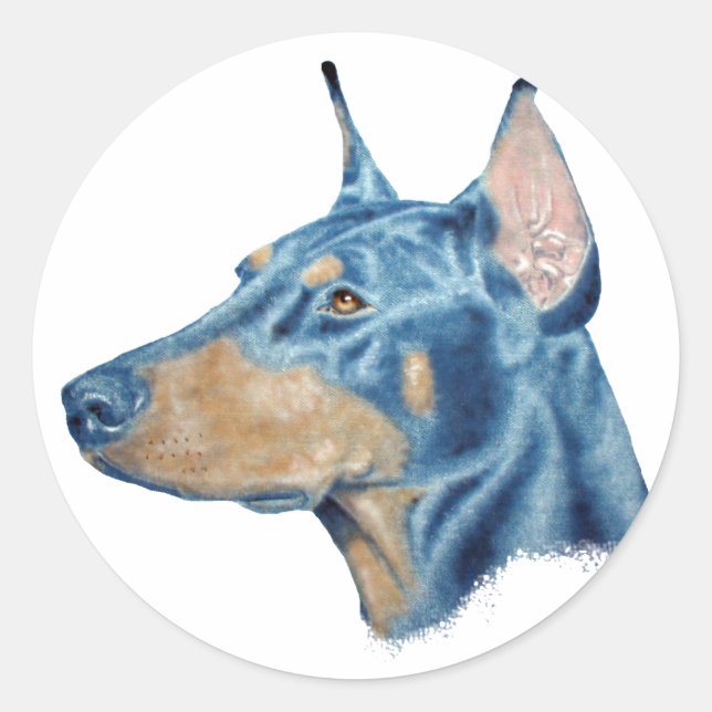 Pegatina Redonda Doberman (Anverso)