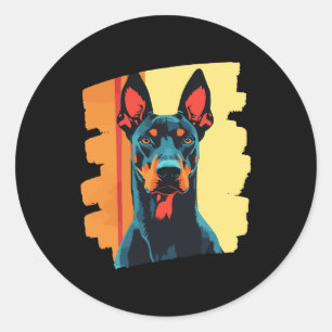 Pegatina Redonda Doberman