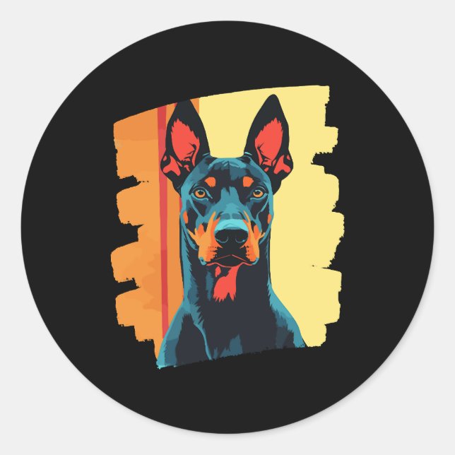 Pegatina Redonda Doberman (Anverso)