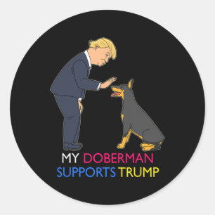 Pegatina Redonda Doberman apoya el regalo de Trump Doberman Pinsche