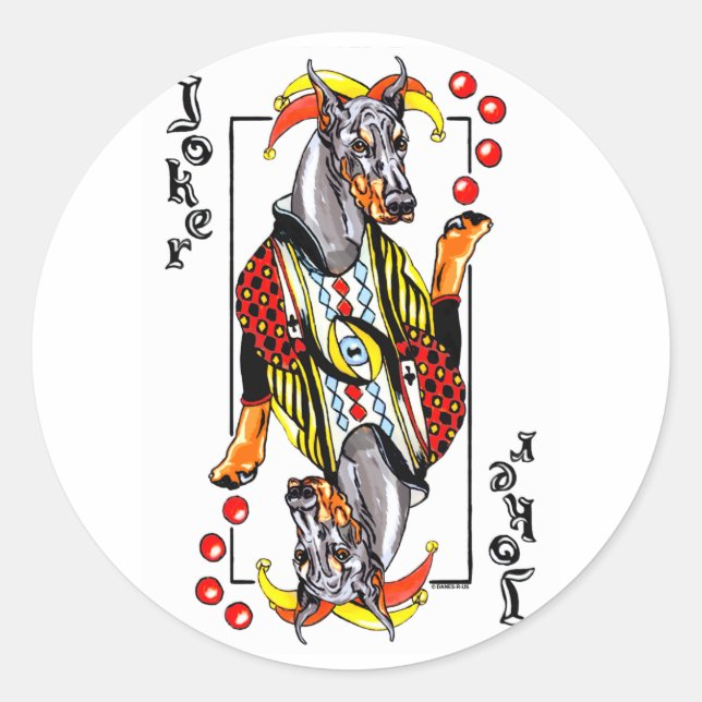 Pegatina Redonda Doberman Black Joker (Anverso)