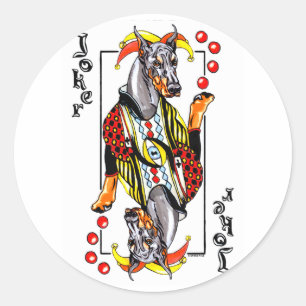Pegatina Redonda Doberman Black Joker