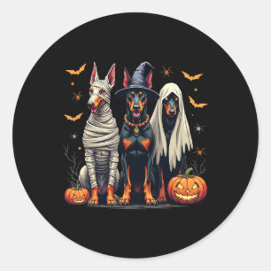 Pegatina Redonda Doberman Halloween disstume mariquita fantasma