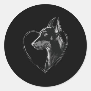 Pegatina Redonda Doberman Pinscher