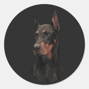 Pegatina Redonda Doberman Pinscher