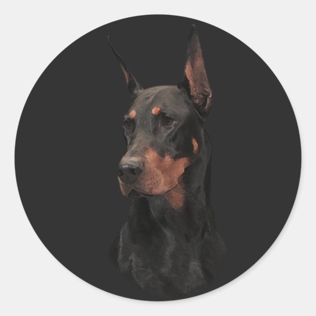 Pegatina Redonda Doberman Pinscher (Anverso)