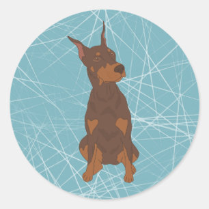 Pegatina Redonda Doberman Pinscher