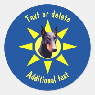 Pegatina Redonda Doberman Pinscher Dog Personalizado