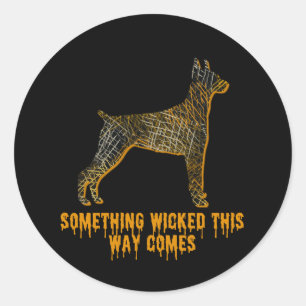 Pegatina Redonda Doberman Pinscher Dog Silhouette Fun Halloween