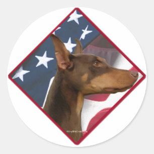 Pegatina Redonda Doberman Pinscher Flag 2