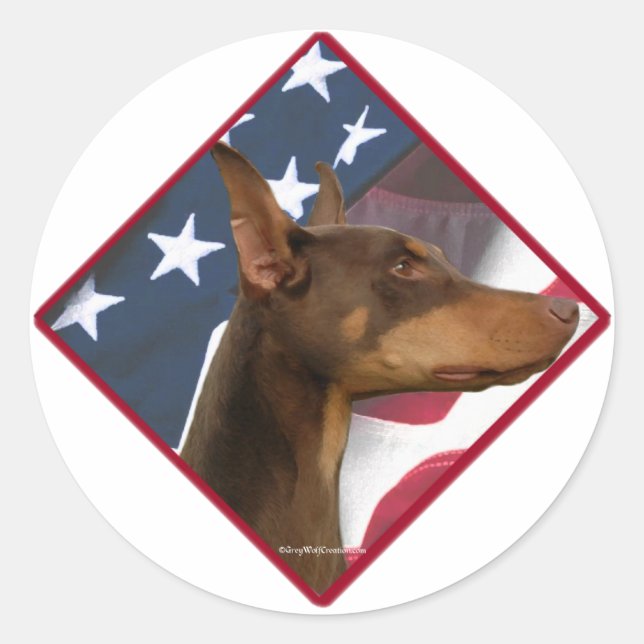 Pegatina Redonda Doberman Pinscher Flag 2 (Anverso)
