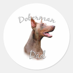 Pegatina Redonda Doberman Pinscher (Isabella) Papá 2