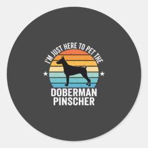 Pegatina Redonda Doberman Pinscher Retro Acaricia