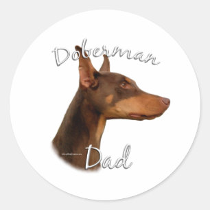 Pegatina Redonda Doberman Pinscher (rojo) Papá 2