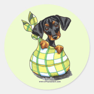 Pegatina Redonda Doberman Pinscher Sack Puppy